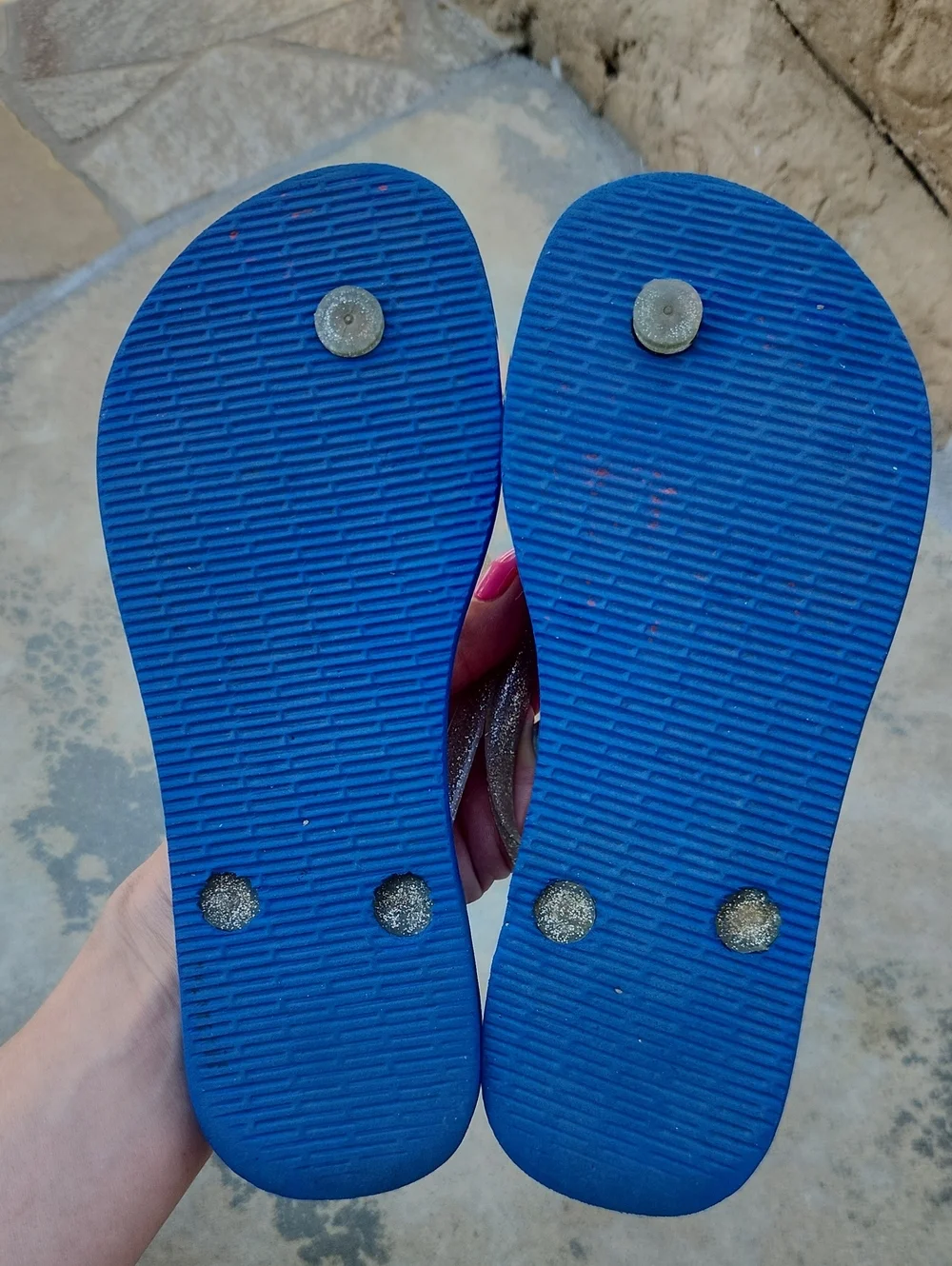 Havaianas Disney Cinderella Flip Flops Blue Glitter Straps Size 3/4 Kids Girls